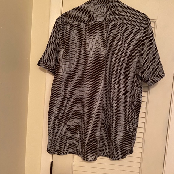Ted Baker men’s size 7 3XL casual Black patterned short sleeve button down shirt - Picture 3 of 6